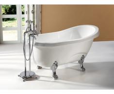 Freistehende Badewanne EGEE II - 171 L - Weiß mit silberfarbenen Füßen