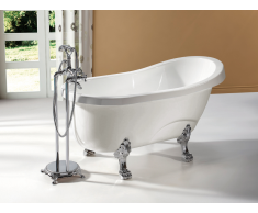 Freistehende Badewanne EGEE II - 171 L - Weiß mit silberfarbenen Füßen