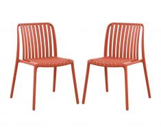 Gartenstuhl stapelbar 2er-Set - Polypropylen - Rot - SESEH von MYLIA