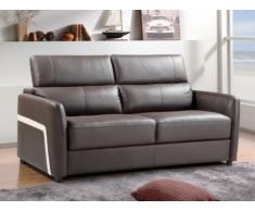 Schlafsofa mit Matratze 3-Sitzer MERLIN - Leder - Braun