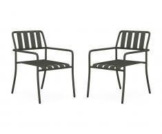 Gartensessel stapelbar 2er-Set - Metall - Anthrazitgrau - BIRMOS von MYLIA