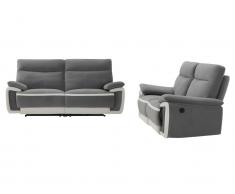 Couchgarnitur mit elektrischer Relaxfunktion 3+2 METTI - Samt - Grau