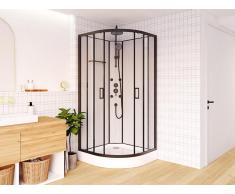 Duschkabine mit Hydromassage - Bambusfasern - Schwarz matt - 80 x 80 x 225 cm - ZALIFA
