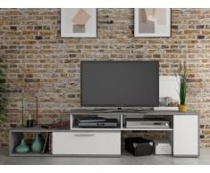 TV-Möbel TV-Wand DARYL - Ausziehbar & Drehbar - Weiß/Beton-Optik