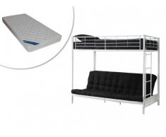 Sparset Kinderzimmer MODULO: Hochbett MODULO IV mit Klappbettavec + 1 Matratze ZEUS + 1 Futon