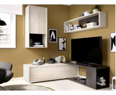 TV-Wand TV-Möbel mit Stauraum GAMBIE - Modulierbar - Anthrazit/Eichenholzfarben