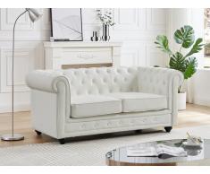Sofa 2-Sitzer - Kunstleder - Weiß - CHESTERFIELD