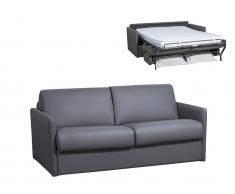 Schlafsofa mit Matratze 3-Sitzer NADOA - Leder - Grau