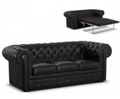 Chesterfield Ledersofa Schlafsofa mit Matratze London - Standardleder
