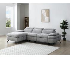 Ecksofa mit Schlaffunktion mit Bettkasten - Ecke links - Strukturstoff - Grau - MORAVA