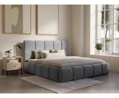 Bett mit Bettkasten - 140 x 190 cm - Strukturstoff - Grau - DAMADO von Pascal Morabito