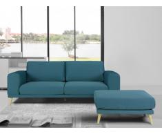 SALE - 3-Sitzer Stoff mit Sitzhocker MACEO - Türkis