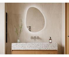 Badezimmerspiegel asymmetrisch mit Beleuchtung - beschlagfrei - 60 x 80 cm - INACIA