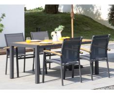 Garten Essgruppe VAIAKU - Tisch & 4 Stühle - Anthrazit
