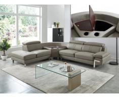 Ledersofa Ecksofa SLOANE - Taupe - Ecke Links