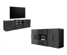 Sparset: TV-Möbel + Sideboard - Anthrazit lackiert - CALISTO