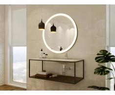 Badezimmerspiegel rund mit LED-Beleuchtung - D 80 cm - Schwarz - NUMEA