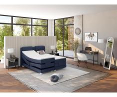 Boxspringbett Stoff mit Elektromotor CASTEL - 2 x 80 x 200 cm - Denim