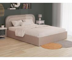 Bett mit Bettkasten - 180 x 200 cm - Bouclé-Stoff - Beige - FIREZA