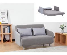 Schlafsofa 2-Sitzer mit hellgrauem Kissen - Stoff - Grau - CENGIO