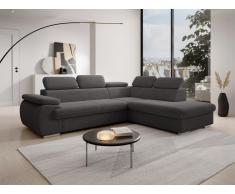 Ecksofa mit Schlaffunktion - Ecke rechts - Cord - Dunkelgrau - FABIEN