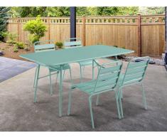 Garten Essgruppe MIRMANDE - Tisch L. 160 cm & 4 Stühle - Grün