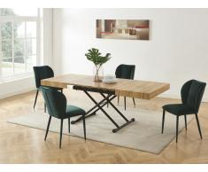 2-in-1-Tisch ausziehbar & höhenverstellbar - MDF & Stahl - Holzfarben & Schwarz - MORIALA