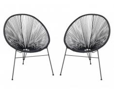 Gartenstuhl 2er-Set Polyrattan ALIOS II - Schwarz
