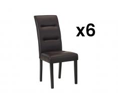 Stuhl 6er-Set Leder TADDEO - Braun