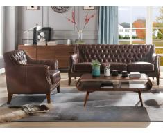 Couchgarnitur Leder 3+1 - Braun - COLBERT