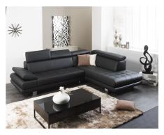 Ledersofa Ecksofa Effleurement - Standardleder - Schwarz - Sofaecke Rechts
