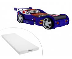 Set Kinderbett Spielbett RUNNER + Lattenrost + Matratze - 90x200 cm - Blau