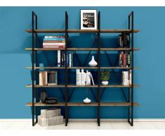 Bücherregal - 5 Ablagen - Naturfarben & Schwarz - BERALI