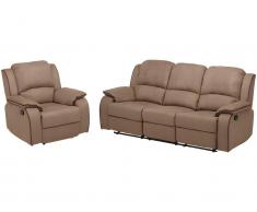 Couchgarnitur Relax 3+1 - Microfaser - Taupe - HERNANI