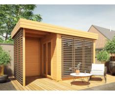 Gartenhaus Blockhaus Holz AMAKO mit überdachter Terrasse (10,2m²)