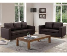 Couchgarnitur 3+2 - Kunstleder - Braun - ACKLEY