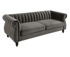 Chesterfield-Sofa - 3-Sitzer - Samt - Grau - TRUMBO