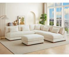Ecksofa + Hocker - Ecke wechselbar - Cord - Beige - SPERONE von Pascal Morabito