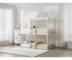 Etagenbett in Hausoptik - 2 x 90 x 190 cm - Kiefer & MDF - Weiß - LIDOVARA