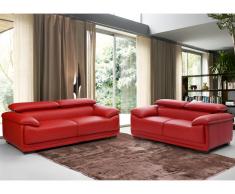 Ledersofa 3-Sitzer - Rot - MACELO