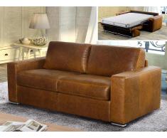 Schlafsofa Leder Vintage Look Express Bettfunktion mit Matratze 3-Sitzer Delectea