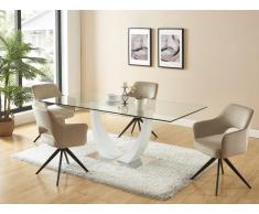Drehstuhl 6er-Set mit Armlehnen - Samt & schwarzes Metall - Beige - KONYA
