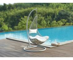 Hängesessel - Polyrattan - Hellgrau mit weißem Kissen - OROSI von MYLIA