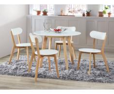 Sparset Essgruppe COLETTE : Tisch rund + 4 Stühle - Weiß