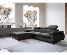 Ecksofa mit Schlaffunktion - Ecke links - Samt - Anthrazitgrau - SAMARA von PASCAL MORABITO