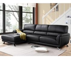Ledersofa Ecksofa Dolmeno - Ecke Links- Schwarz