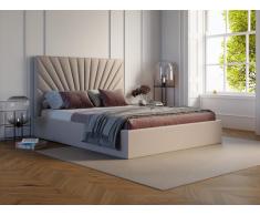 Polsterbett mit Bettkasten - 160 x 200 cm - Stoff - Beige - RILIODA von Pascal Morabito