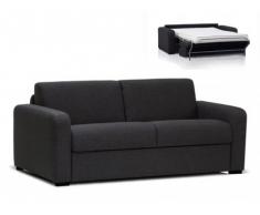 Schlafsofa Stoff Express Bettfunktion mit Matratze FLAVIEN - Anthrazit