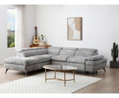 Ecksofa mit Schlaffunktion - Ecke links - Strukturstoff - Grau - SURDELI