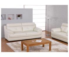 Ledersofa 3-Sitzer Manuela - Elfenbein-Weiß
